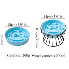 Ceramic Slow Feeder Bowl With Neck Protection Stand, Anti-Drop Food Bowl For Small Dogs And Cats, Anti-Choke Dog Bowl, Easy To Clean Ceramic Slow Feeding Dish For Cats And Dogs, Anti-Choke Neck Protection Pet Bowl - 200ml - View 3