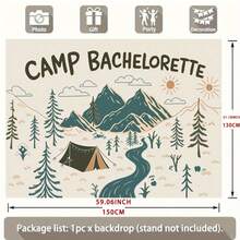 1pc Polyester Camping Women's Party Backdrop Banner, Mountain Lake Hiking Theme, Bridal Shower Decoration, Home And Studio Holiday Decor - Multicolor - View 5