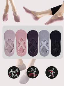 Kaus Kaki Yoga Tali Silang, Kaus Kaki Lantai Wanita, Latihan di Rumah, Olahraga Dalam Ruangan, Yoga, Pilates, Kaus Kaki Anti Selip - MultiWarna - View 2