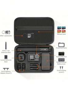 Portable Travel Storage Case For DJ I Osmo Action 5 Pro / Action 4, Shockproof Protective Carry Handbag, Storage Bag For Camera Charger, Battery & Selfie Stick Accessories - View 5
