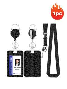 1pc Fashion Leopard Print ID Card Holder With Retractable Reel, Durable Card Protector, Lightweight And Portable, Suitable For Nurses, Teachers And Office Staff - A - View 16