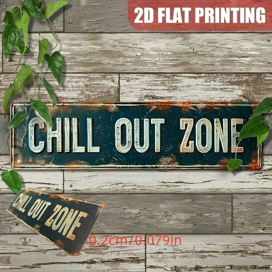 2D Flat 16" X 4" Vintage Casual Area Sign Home Wall Decor - Yard Garden Decorative Hanging Plaque, Multi-Functional English Lettering, Ideal Gift - Multicolor - View 1