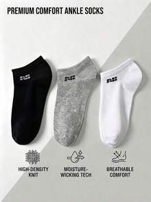 5/10/15 Paar Schulanfang einfarbige Sport-Socken mit Logo-Muster, Sommer, hohe Dichte, feuchtigkeitsableitend, bequem, vielseitig, niedrig geschnitten, kurze Socken für Schüler - Verschiedenfarbig - Übersicht 2