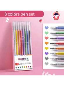 Sparkling Pearlescent Quicksand Journal Pen - Flashing, Shiny, And Fluorescent Halloween And Christmas Festival Gifts For The Start Of School Season, Art. School Supplies - Sets - View 15