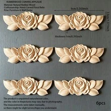 6pcs Solid Wood Carved Inlaid Rose Decor, Suitable For Cabinets, Doors, Windows, Furniture, Background Walls, Porches, Offices And More, Holiday Decor, DIY Decor - Multicolor - View 11