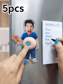 1/3/5pcs Customized Funny Face Acrylic Fridge Magnets, Quirky Photo Gift, Cute Decorative Fridge Magnets, Unique Personalized Face Magnets, Acrylic Big Belly Fridge Magnets, Prank Funny Birthday Gift For Friends, Couples, Dad, Boyfriend - Multicolor - View 13