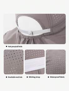 1pc New Ponytail Hole Sun Protection Bucket Hat, Outdoor Hiking Climbing Travel Neck Guard Sun Hat, Breathable Quick-Dry Fashion Glasses Holder - Solid Color Bucket Hat - View 3