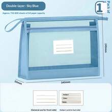 Double-Layer Themed A4 Transparent Mesh File Storage Bag With Zipper, Handheld Tote Bag For Elementary, Middle And High School Students, Large Capacity For Exam Papers, Themed Materials, Books And Homework, Upgraded Craftsmanship, Zipper Head Style, Back To School Essential - Multicolor - View 11