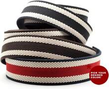 CRAFTMEMORE 1.5 Inches Cotton Webbing Strap, Spiral Pattern, Heavy Webbing Straps For Arts And Crafts, Luxury Bag Strap (2 Yards, Navy-Red-Ivory) - ColorC - View 6