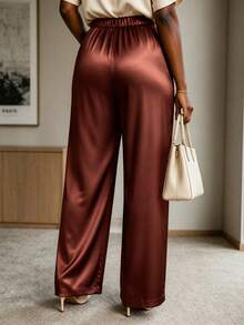 Women's Woven Fabric Long Straight-Leg Pants, Non-Stretch, Suitable For Daily Wear, Comfortable & Versatile Brown Fall - Brown - View 2