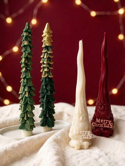 Christmas Long Christmas Tree Silicone Mold, 2 Styles 3D Design, Side Cutout For Easy Demolding, Suitable For Soy Wax, Plaster, Handmade Soap, DIY One-Piece Molding, Fits Christmas Home Desktop Decor, Holiday Gifts, Window Display, For Craft Enthusiasts