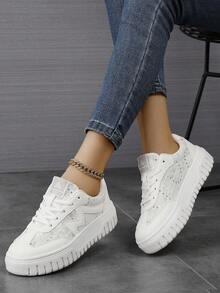Plus Size Couple Shoes Women's Retro German Army Trainers Sneakers | Vintage Casual Trainers With Suede Toe | Comfortable Everyday Walking Shoes - White - View 3