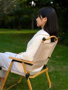 A Folding Chair, A Camping Outdoor Simple Leisure Chair, A Multifunctional Portable Four-Corner Folding Chair, With Five Styles And Multiple Colors - Light Beige (Style E) - View 3