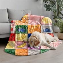 1 buah Kain Poliester Lembut dan Nyaman Motif Patchwork Buah Segar Warna-warni Gaya 2D, Cetakan Digital Cerah, Cocok untuk Semua Musim - Sempurna untuk Sofa, Penggunaan Sehari-hari, Perjalanan, dan Hadiah - MultiWarna - View 6