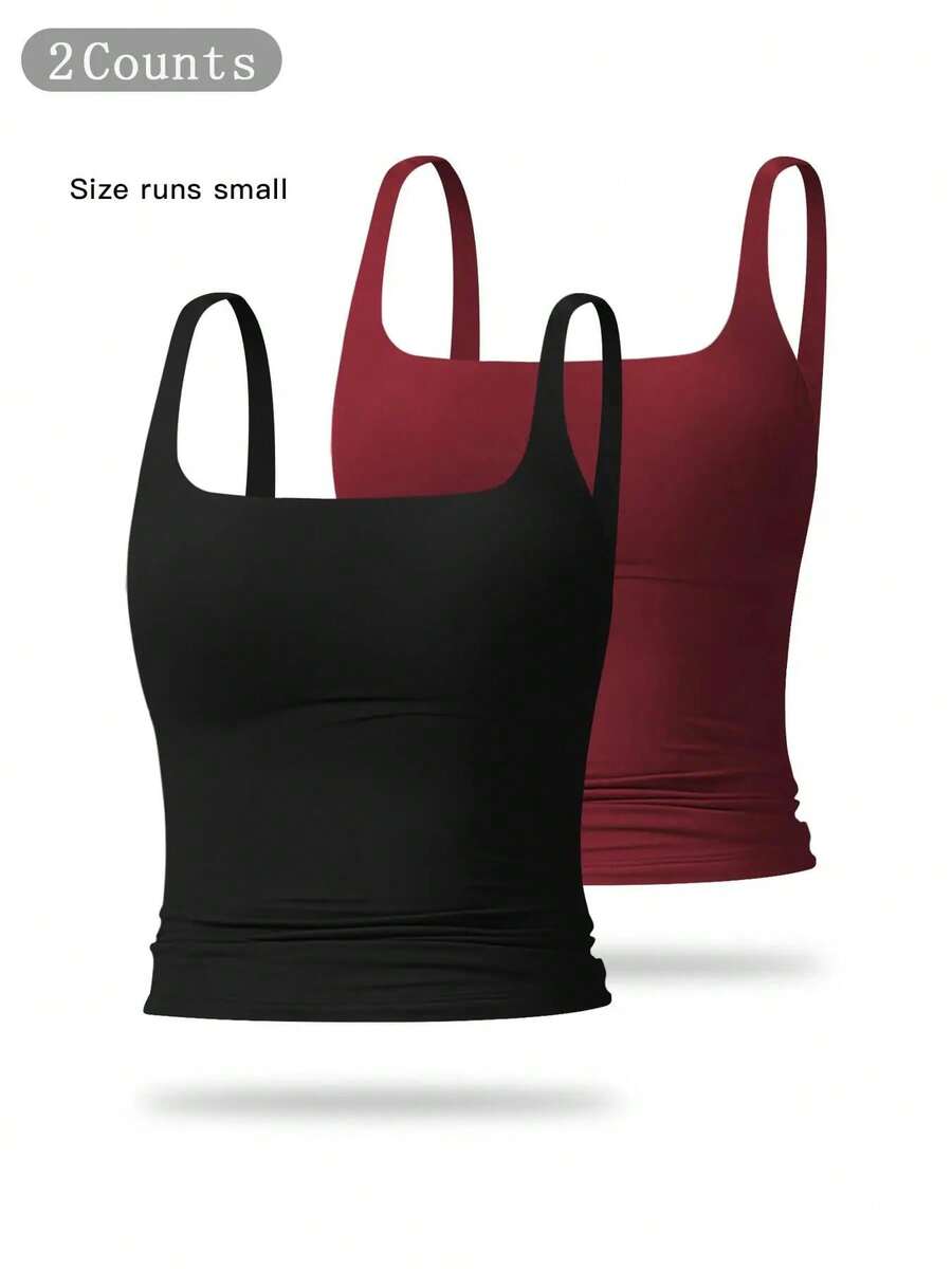 Camiseta deportiva sin mangas para mujer de color sólido, casual, cómoda y transpirable, ideal para yoga, gimnasio, entrenamiento y correr; ropa deportiva para todas las estaciones; chaleco con cintura. - conjunto7 - Ver 1