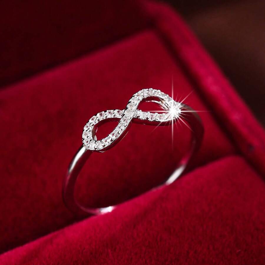 1pc Minimalist Gentle Infinity Symbol Ring, 8-Shaped Design Band, Represents Eternal Love, Valentine's Day Confession Jewelry - ring - View 1
