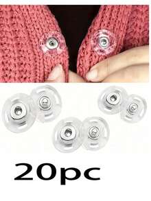 20/10 piezas Botones a presión invisibles ultra claros, sujetadores de plástico ocultos anti-exposición, botones de tachuela transparentes ocultos, accesorios de costura para suéteres, cárdigans, camisas, blusas, vestidos, faldas, suministros de cierre a presión anti-hueco para manualidades DIY de prendas de mujer - Multicolor - Ver 12