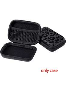 Black Leopard Print EVA Hard Shell 4.3-Inch Compact Storage Box - Travel Protective Storage Bag, Suitable For Electronic Accessories, Earphones, Hard Drives And Data Cables; Anti-Drop Zipper Pouch (Storage Box Only) - Multicolor - View 8
