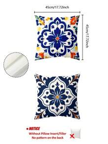 2pcs/Set Mandala Pattern Pillow Covers, Mediterranean Style, Single-Sided Print, Home Decor Throw Pillows, Soft Comfortable Minimalist Elegant, Suitable For Daily Home Decoration (Pillow Inserts Not Included) - Multicolor - View 3