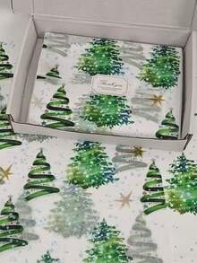 40pcs 50x35cm Christmas Tree Pattern Thin Tissue Paper Multi-Pack, Winter Christmas Holiday DIY Handmade Wrapping Paper, Waterproof Reusable Indoor Desktop Gift Box Gift Bag Filler Packaging Paper - Christmas Tree - View 2
