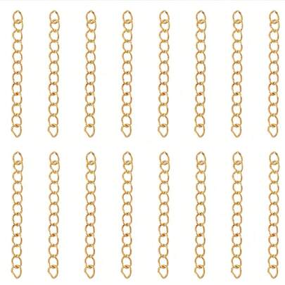 50 pièces Chaînes d'extension en acier inoxydable, sans fermoir, chaîne d'extension de bracelet, convient pour la fabrication de bijoux de collier DIY, longueur 5 cm, matériaux de fabrication de bijoux, or