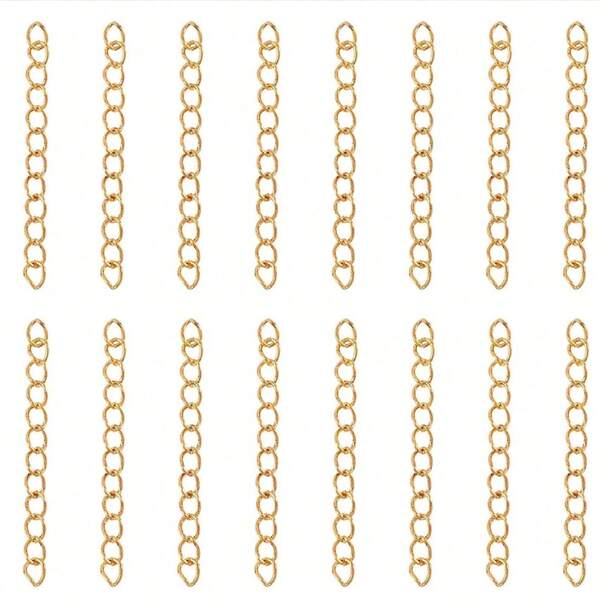 50pcs Stainless Steel Extension Chain Tails, No Clasp, Bracelet Extension Chain, Suitable For DIY Necklace Jewelry Making, 5cm Length, Jewelry Making Materials, Gold