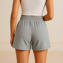 Women's Basic Sweat Shorts Casual Everyday Comfort Heart Print - 灰色 - 查看 4