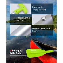 Abahub Teleskop Paddel 53-106cm Stechpaddel Notfall Paddel mit T-Griff Leichte Ruder Mini Hilfspaddel Teleskopierbar Aluminiumschaft für Kanufahren Kajkak Schlauchboot, Orange/Blau/Gelb - Verde + 21''-42'' (Paquete de 2) - Ver 6