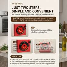 Timer Dapur Mekanik Gaya Pemutar Piringan Hitam, Timer Hitung Mundur Visual 60 Menit Tanpa Baterai Magnetik dengan Alarm Keras, Cocok untuk Memasak, Memanggang, Kecantikan, Belajar, dan Manajemen Waktu Kantor - MultiWarna - View 5