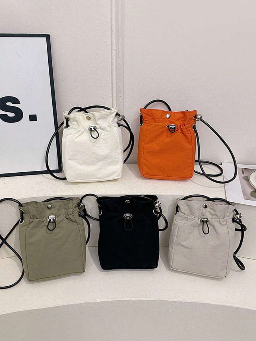Unisex Crossbody Bag, Fashionable Minimalist Phone Bag, Drawstring Closure Design, Adjustable Shoulder Strap, Suitable For Daily And Outdoor Use - Multicolor - View 1