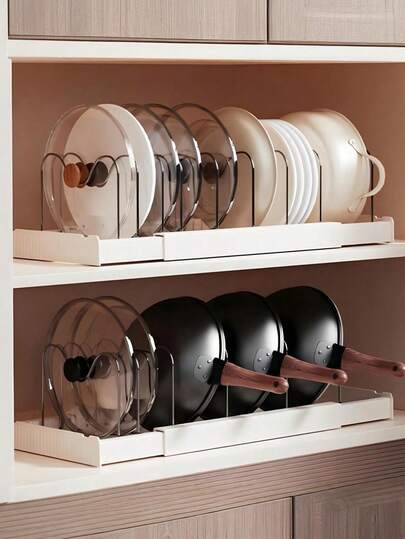 (Entrega en 2-7 días) 1 organizador expandible para ollas y sartenes, estante ajustable multiusos para guardar ollas, organizador de cocina extraíble que ahorra espacio para ollas y sartenes con soporte para tapas, estante para utensilios, escurridor de platos, organizadores de tapas de contenedores de almacenamiento expandibles, 7 divisores ajustables de acero inoxidable para organización y almacenamiento de gabinetes de cocina, organizador de ollas y sartenes debajo del gabinete, duradero y resistente a la oxidación, organizador extraíble para ollas y sartenes, regalo perfecto para el Día de la Madre.