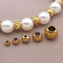 5pcs 3 4 5 6 8mmRound Spacer Beads Stainless Steel Metal Beads Cut Pattern Separators Beads For DIY Handmade Jewelry Accessories - Multicolor - View 5