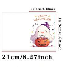 1PC-Halloween Card With Envelope, Halloween Card For Kids, Classmates, Teachers, Family, Friends, Neighbors, Suitable For Anyone Ghost Halloween Decoration Gift - A - View 2