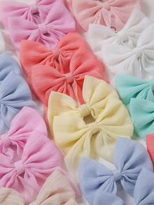 20Pcs Girls' Multicolor Silver Wire Chiffon Tulle Bowknot Hair Clips, Minimalist Side Bangs Clips, Gentle On Hair, Versatile Barrettes For Daily Use - Multicolor - View 4