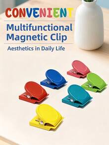 5pcs Candy Color Magnetic Clips Memo Clips Colorful Stationery Clips Magnetic Metal Small Clips Multi-Functional Magnetic Photo Clips Random Color - One Size Fits All - View 2