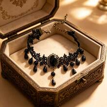 1pc Vintage Gothic Dark Style Fashion Sexy Elegant Exquisite Elegant Personalized Lace Arm Cuff Geometric Tassel Pendant Arm Chain Arm Ring Suitable For Women Daily Casual Outings Banquets Music Festivals Party Events Wear Holiday Gift - Black - View 3