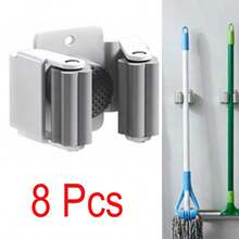2/4/6/8/12pcs Broom Mop Holder, Wall Mounted Broom Rack, Heavy Duty Garden Tool Storage Rack, Rake And Shovel Handle Hooks, Stainless Steel Mop Hooks, Wall Mounted Multi-Function Storage Rack With Screws - Greyish White - View 19