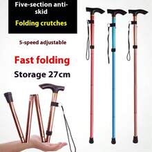 1pc 4-Section Folding Aviation Aluminum Alloy Hiking Pole, High Elasticity Inner Cord Telescopic Outdoor Anti-Slip Walking Stick - View 7
