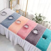 1pc Extra Large Absorbent Face Hole Thickened Massage Bed Sheet Cover, Soft Fiber Material Stain-Resistant Care Pad, Essential For Beauty Salon SPA Health Massage - Multicolor - View 4