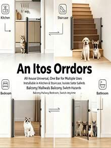 New Anti-Cat Fence, No-Drill Telescopic Pet Gate, Stair Gate, Small Dog Fence, Cat Barrier - Multicolor - View 6