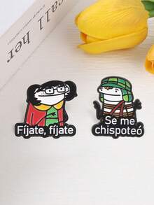 2Pcs El Chavo Del Ocho Retro Cartoon Enamel Brooch Set Mexican Meme Slang Metal Pin For Backpack Jacket - Multicolor - View 8