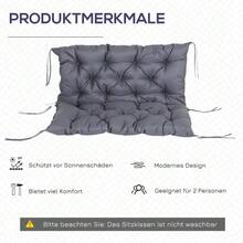 Garden Bench Seat Cushion, 100 X 98 X 8 Cm, Cotton Padding In Dark Grey, Comfortable & Weatherproof - Dark Gray - 查看 3