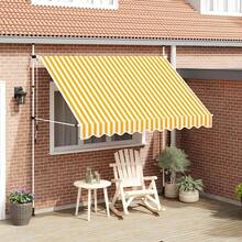 vidaXL Retractable Awning, Hand-Operated, Water-Repellent, Sun Protection, Clamp-On Awning For Balcony, Patio, Garden, 300cm, Yellow, Orange And White Striped - Orange and White - View 10