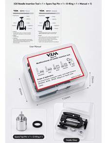 VXM Bicycle Hydraulic Brake Oil Needle Installation Press-In Tool, Oil Tube Top-In Insert, Tube Cutter, Olive Head Press-In - Black - View 8