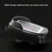 Bicycle Front Frame Bag Strap Tube Bag, Mountain Bike Front Frame Bag, Cycling Seat Front Frame Phone Storage Bag - Black - View 8