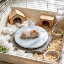 1 buah Alas Pendingin Musim Panas untuk Hamster, Piring Pendingin Keramik Segi Delapan/Bulat dengan Pola Marmer, Piring Pendingin Keramik untuk Hamster, Alas Pendingin untuk Meredakan Panas pada Hewan Peliharaan Kecil, Alas Tidur dan Istirahat di Kandang - View 3