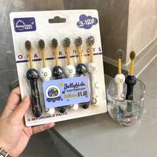 6入海洋樂園章魚造型兒童牙刷,軟毛防滑手柄,適用嬰兒乳牙及換牙期,男孩女孩通用 - 彩色 - 查看 8
