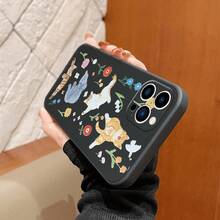 Custodia per telefono in silicone con motivo vivace di gatti e fiori, adatta per iPhone 17, 16, 15, 14, 13, 12, 11, XS, XR, X, 8, 7 Plus, Pro Max, serie SE. Il regalo perfetto per compleanni, fidanzate e fidanzati! - nero - Visualizzare 7