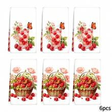 2/4/6pcs Strawberry Pattern Printed Kitchen Towels, Ultra-Fine Microfiber Soft High Absorbent Tea Towels, Dish Cloths, Cleaning Towels, Hand Towels, Suitable For Cooking, Baking, Wiping Cleaning And Kitchen Decoration, Kitchen Accessories, Daily Essential Items - Multicolor - View 14