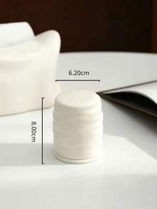 White Ceramic Toothpick Holder, Wavy Pattern Toothpick Box With Lid, Household Kitchen Dining Table Dust-Proof Toothpick Storage Can, Toothpick Dispenser, Dental Floss Storage Can - View 7